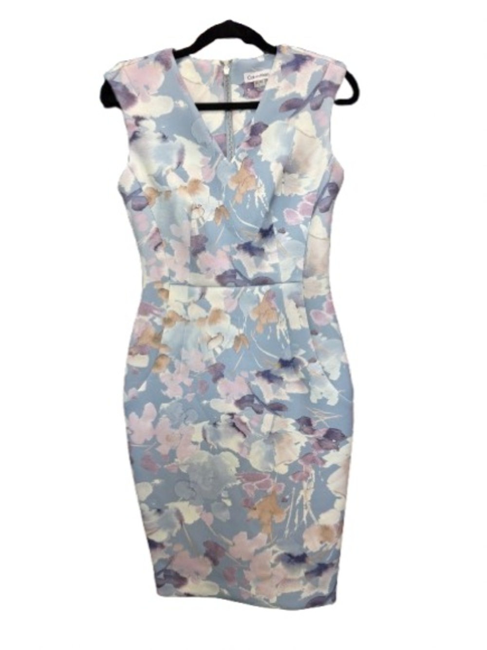 Calvin Klein Pastel Floral Sheath Dress - Light Blue, Pink, Cream